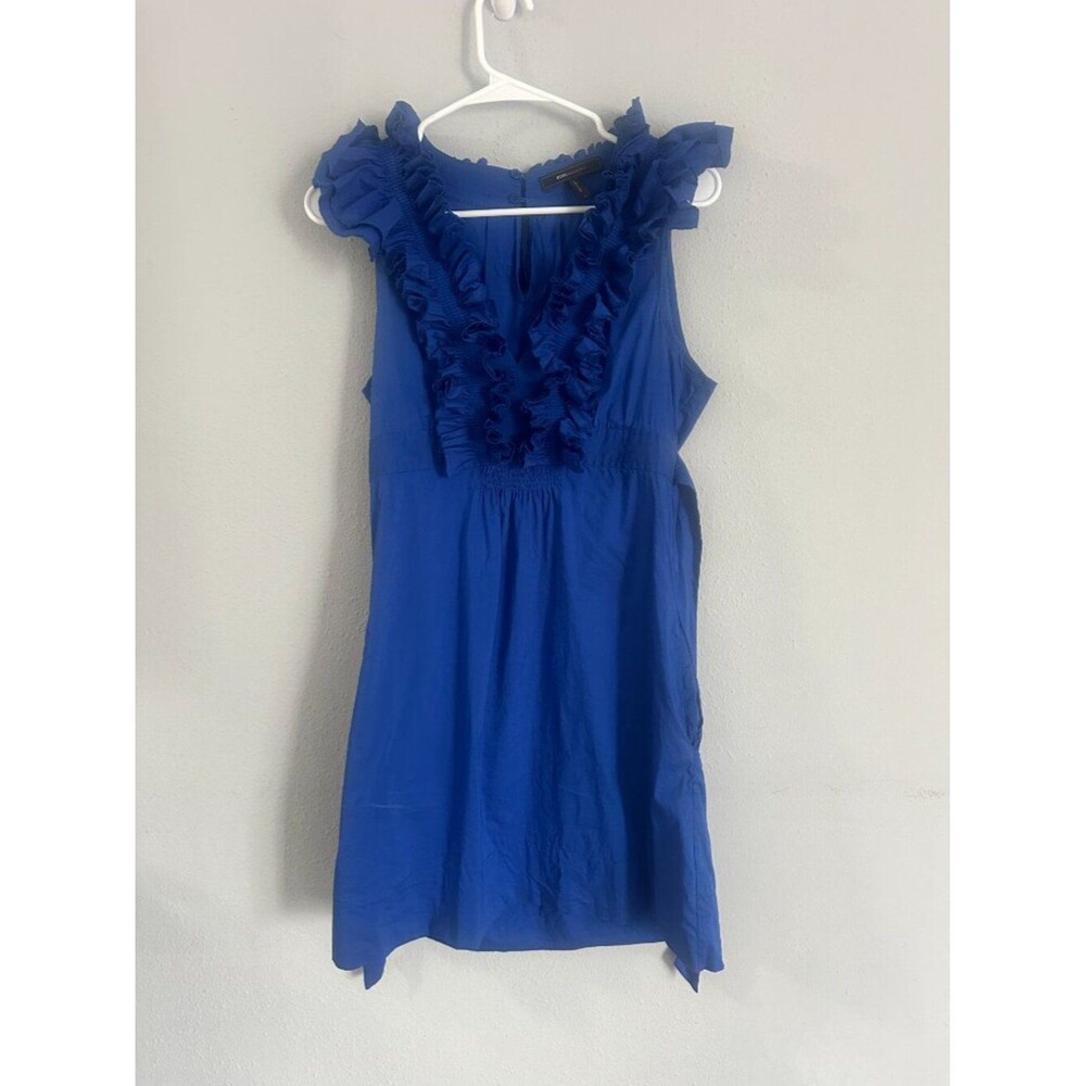 BCBG MaxAzria Blue Dress Women Size S Ruffle Sleeveless Mini Dress Sapphire - Picture 8 of 9